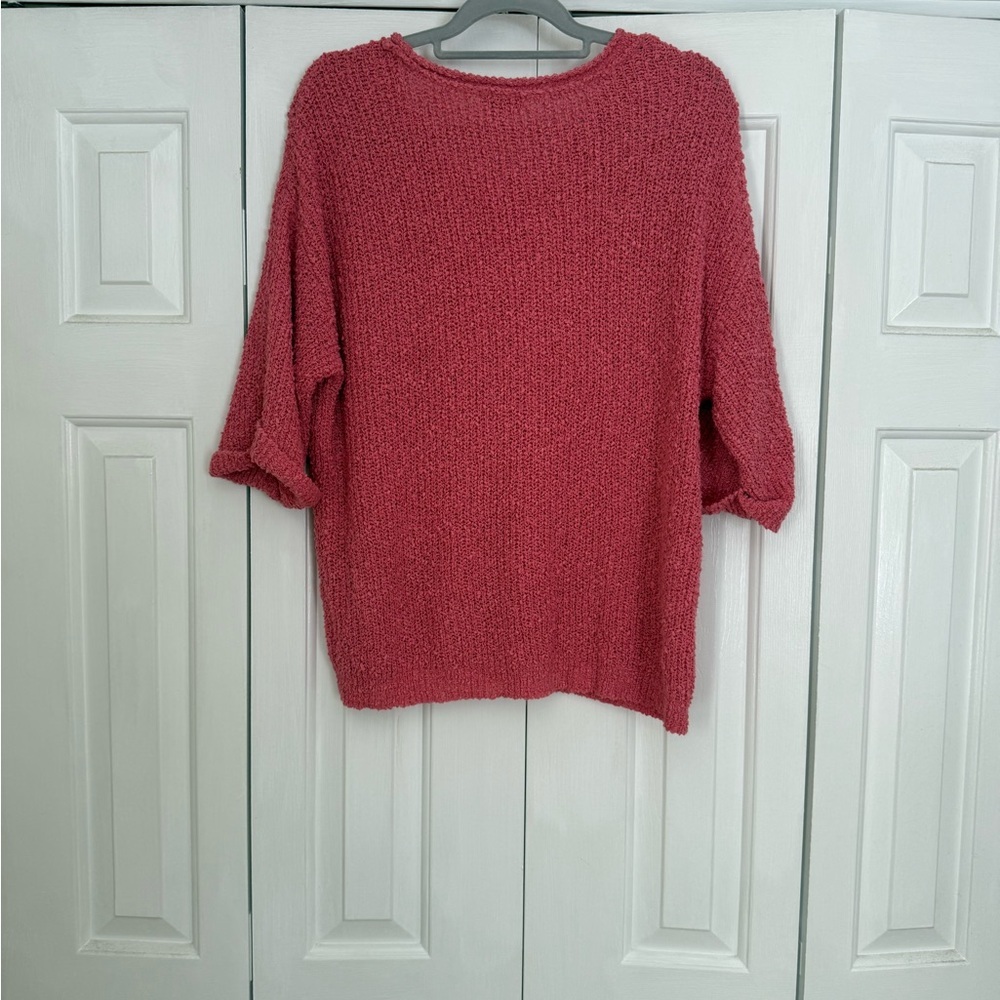 Versona Women’s Pink Short Sleeve Knit Sweater With Pocket Feminine Size Large - Picture 4 of 6